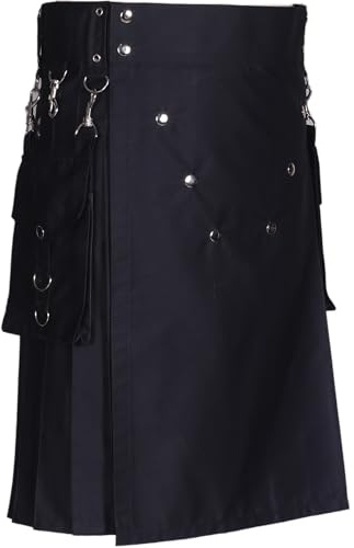 All Kilts Sports Kilt Active Utility, con tasche rimovibili, da uomo, Nero , 36