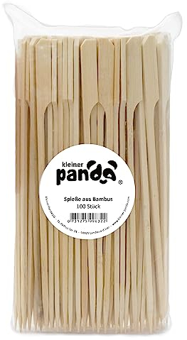 Kleiner Panda - Bambus Grillspieß/Schaschlikspieß - 100 Stück 20,2 cm - Holzspieße für Grill, Buffet, Obst, Basteln