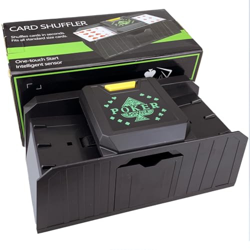 TCOINERY Heavy-Duty Automatic Card Shuffler for 1-2 Decks (≤9.7cm Cards), USB/Battery Powered - Large Capacity Card Mixer