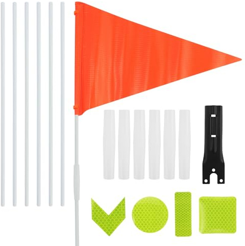Cykelflagga, justerbar vimpelflagga med 12 ark cykel reflekterande klistermärken, säkerhetsflagga barncykel för cykling, resväskor, tält