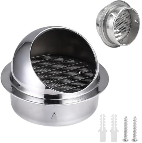 120 mm Bocchetta Aerazione, Tappo Griglia Aerazione, Tubo Cappa, Griglia Ventilazione, Tubo Cappa Cucina, Tubo Cappa, Griglia Aerazione Regolabile, per Scarico a Parete Esterna, Scarico Cappa