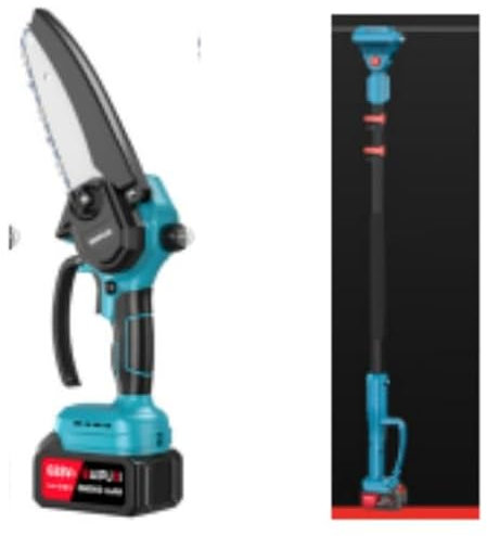 Élagueuse sur Perche 2-en-1 sans Fil, Mini Tronçonneuse 6 Pouces avec 2x Batteries 4000mAh, Moteur Brushless 800W, Perche Télescopique jusqu'à 4,8 m, Compatible Akku Makita 18V, Pour Jardin et Élagage