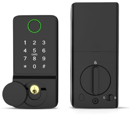Asixxsix Smart Lock, 5 su 1 in Lega in Alluminio Blocco a Doppio Gancio Cattura di Tastier Tastier Cloga Dell'Accesso di Accesso Remoto per la Porta in Vetro 10-12 Mm, con 8 Lingue