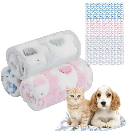 Suupii 3 PCS Dog Blankets Washable, Cute Small Fluffy Cat Blanket, Aesthetic Cat Blankets for Indoor Cats, Small Blanket Suitable for Indoor Pet Cats and Dog Beds Sofas and Travel Use