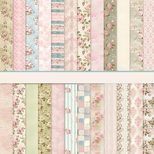 MerwDeeyt 24 Sheet 12x12 Inch Flower Scrapbook Papers 160gsm Double-Sided | Pattern Paper, Scrapbooking Papers, Vintage Decorative Papers, for Card Making, Photo Album, Journaling Decor