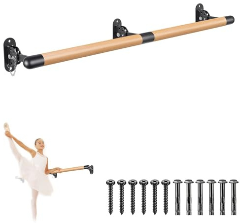Kipika Barre de Ballet Murale Traditionnelle en Bois Massif, Barre Extensible pour équipement de Danse à Domicile