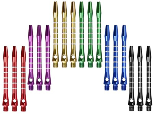Voltrique 18PCS Aluminium Dart Stems 53mm 2BA Threaded Metal Medium Dart Shafts for Steel and Soft Tip Darts Anti Bend Anti Fall Professional Replacement Throwing Fitting Accessories Multiple Colours