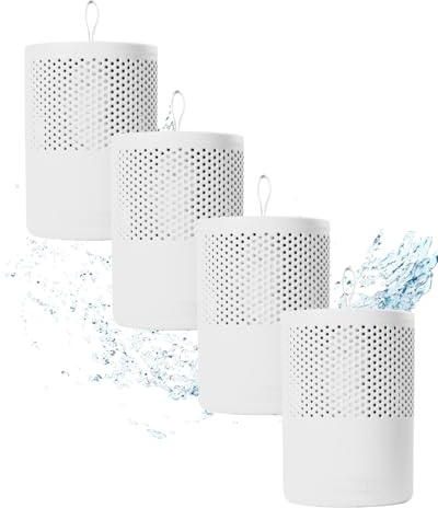 ABSODRY Luftfuktare utan el upp – inklusive påfyllningspaket – tillverkad av återvunnen plast – avfuktare för vardagsrum badrum källare – avfuktare lägenhet – 4-pack (4 x vit)