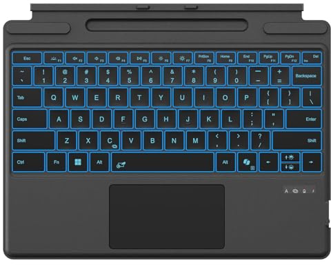 Surface Pro Keyboard for Microsoft Surface Pro 11/10/9/8/X 13, 7 Color Backlits, Detachable Bluetooth Wireless Keyboard with Pen Storage, Ultra-Slim Rechargeable Type Cover with Multi-Touch Trackpad