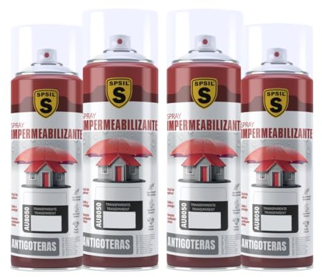 SPSIL Spray Sellador Impermeable Transparente 400ml(pack of 4) - Spray Impermeabilizante Multisuperficie Antigoteo Anti-UV, Secado Rápido, Repara Grietas y Fugas, Interior y Exterior
