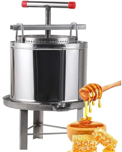 Manuell honungspress, rostfritt stål T-handtag filter, liten hushållspress för honung, vin, juice och oljeextraktion