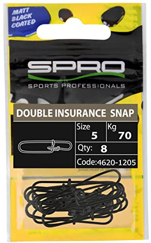 Spro Matt Black Double Insurance Lock Snap - Sicherheits Einhänger zum Spinnfischen, Angelwirbel zum Spinnangeln, Sicherheitssnap, Größe/Tragkraft/Packungsinhalt:Gr. 3 / 40kg / 9 Stück