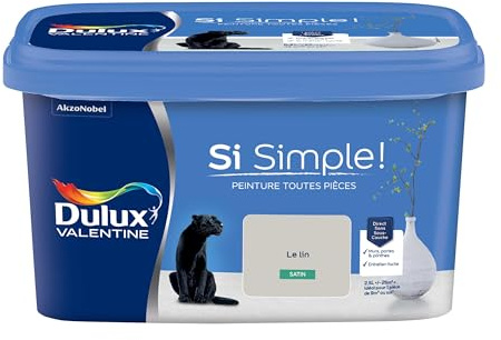 Dulux Valentine Peinture Si Simple Peinture Intérieure Toutes Pièces - Peinture Mur et Plafond, Porte et Plinthe - Couleur : Le Lin Satin - 2,5 L