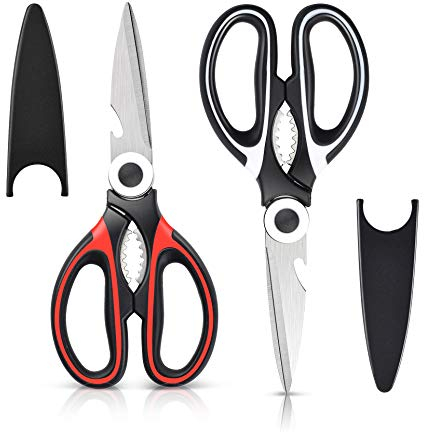 Tijeras de Cocina multifunción(Pack de 2),Acero Inoxidable,con Funda Protectora para Cuchilla,Usado para Cortar Pollo, Pescado, Carne, Vegetales, Hierbas