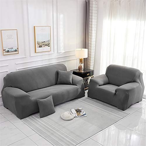 Surwin Housses de Canapé avec Accoudoirs 1 2 3 4 Places, Imprimé Extensible Spandex Couverture de SofaRevêtement de Canapé Elastique Mode Protecteur de Canapé (Grise,3 Places - 190-230cm)