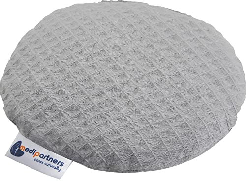 Medi Partners Almohada térmica para bebés 180g Redonda 15 cm Ecológica Natural 100% Algodón Waffle Cojin Masaje con calor + frío (Gris)