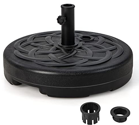 COSTWAY Pied de Parasol Lourd pour Parasol φ38/48 mm, Socle Parasol Extérieur en HDPE Rempli de 39Kg Sable/ 23L Eau, pour Terrasse, Piscine, Patio, Jardin, Restaurant, Dia.56 x H30 cm