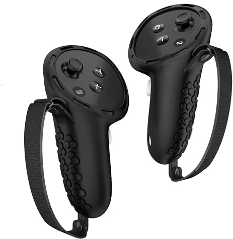 Digicharge Silikon Kontrollgrepp för Meta Quest 3S, 3S Xbox edition, Quest 3 Touch Controllers fodral skyddskåpa för MetaQuest 3 VR-handtag, anti-fall silikonskyddshylsa med justerbar handrem