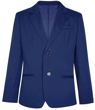 ranrann Enfant Garçon Veste de Costume Smoking Manteau Blazer Costume Soirée Cérémonie Mariage 3-14 Ans Bleu Marine 11-12 Ans