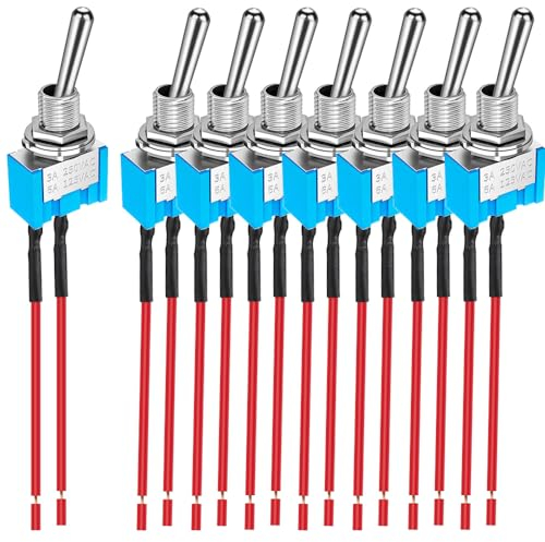 Gebildet 8pièces Mini Interrupteur à Bascule Précâblé SPST, 2ports 2 Positions,Interrupteur Marche/arrêt Miniature, 6A/125VAC, 3A/250VAC,pour Appareils Electroniques de Tableau de bord de Voiture DIY