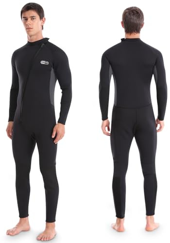 Mens Full Length Wetsuit - 3mm Neoprene for Diving, Snorkeling, Swimming & Surfing