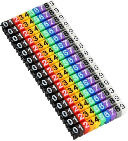 Kabelkennzeichnung, Kabelmarkierungsrohr, 0-9 Kabelmarker Clips Kabelnummer, Drahtnummer Etikettenrohr Kabelmarkierung Bunt, Kabelmarkierer Kabelbeschriftung Clip (150Pcs 1.5mm²)