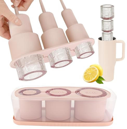 Lociban Stampo Cubetti Ghiaccio Silicone Con Coperchio, Stampi Ghiaccio per Stnley Cup, Vassoio per Cubetti di Ghiaccio 40 Oz, Senza BPA, per Whisky Cocktail (Rosa)