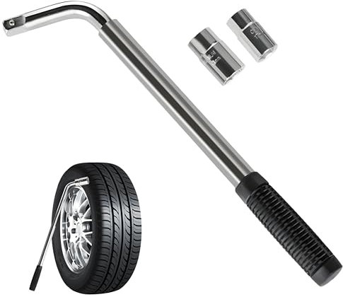 AutoPrevails Radmutternschlüssel Radkreuz pkw Radkreuz Auto-Radmutternschlüssel ausziehbarer Griff Stecknussgrößen 17 mm, 19 mm, 21 mm, 23 mm Reservereifen Breakdown Notfall Tools