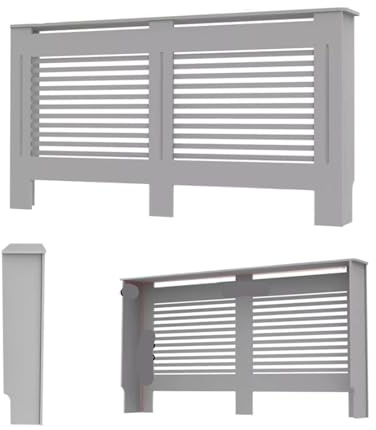 SynapSYA Radiator Covers Grey Small Heater Covers Horizontal Slat Internal Heights Radiator Shelf Radiator Dust Cover Heater Covers Fireplace Cover(L)