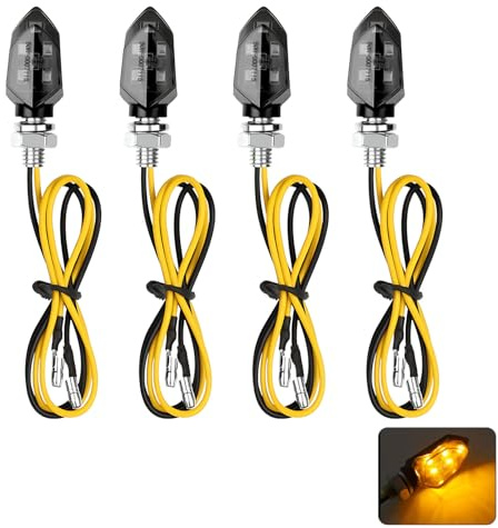 4 Pezzi Mini Indicatori di Direzione 12V, Frecce LED Moto, Mini Frecce Ambra Impermeabili IP65 con 5 LED Super Luminosi, Filettatura M8, Luce di Segnalazione per Scooter ATV Quad Ciclomotori Moto