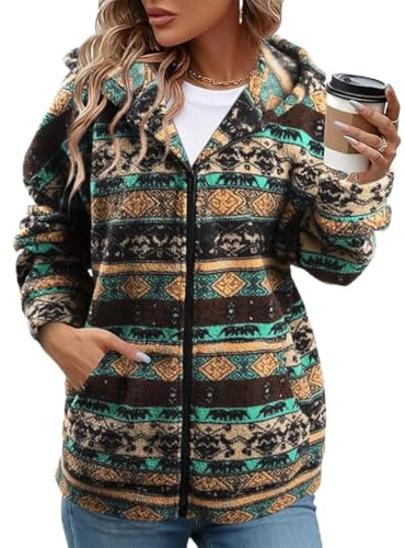 SCHOOLMOON Chaqueta Mujer Invierno Con Capucha Cálido Forro Polar Abrigo Cremallera Elegante Otoño Sudadera Con Bolsillos(Marrón,XL)