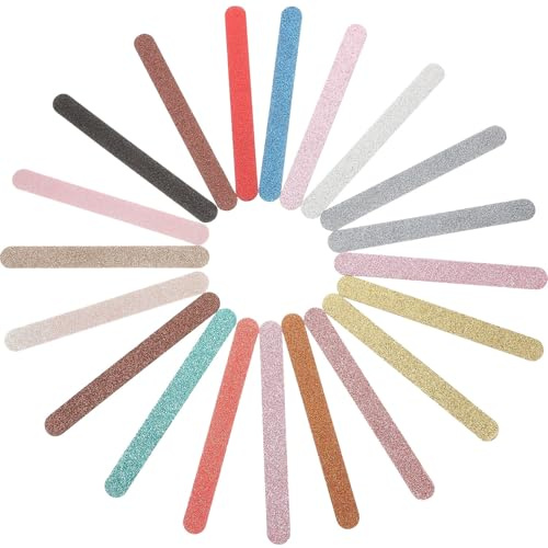 FIXOSHEE Raspa per Unghie Glitterata 20 Pezzi Raspa Smeriglio EVA Superficie Fine Resistente All’Abrasione Set per Manicure e Pedicure Professionale Portatile per Uso Colore Casuale