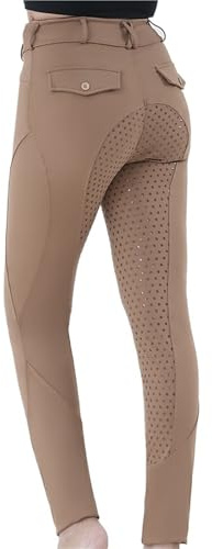 XIEHYA Ridbyxor dam ridbyxor fullsäte knäbyxor ridning skola tights utomhus sportkläder ridbyxor, Khaki, M