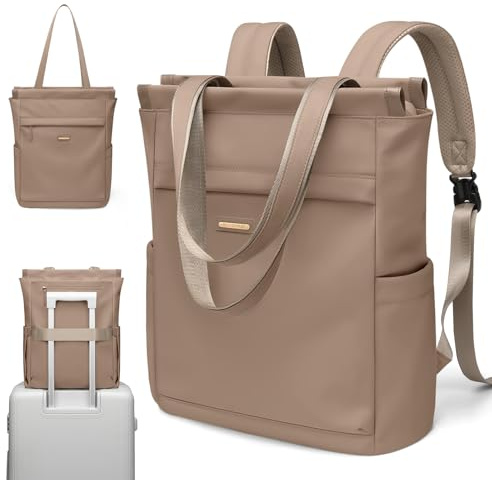 GOLF SUPAGS Convertible Laptop Backpack for Women Casual Daypack Notebook Tote Bag for Work College Travel Leisure (Champagne)