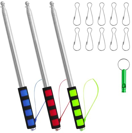 PETERMALLON Set di 3 bandiere telescopiche, pala portatile, 2 m, in acciaio inox, con 10 ganci e 3 pipe per viaggi, campeggio, excursions Competitions