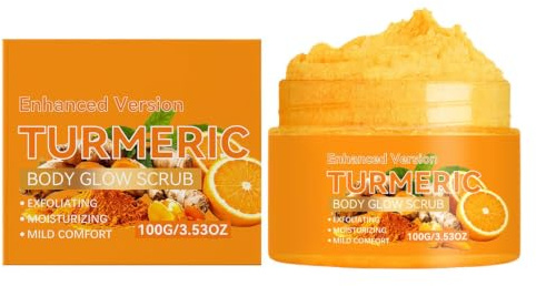 Gurkmeja Body Glow Scrub, Eẍfoliating Body Scrub med Vïtamïn C, 100g, Gentle Skin Cleanser Eẍfoliator, Brightening Bikini Care, Fuktgivande, för män och kvinnor