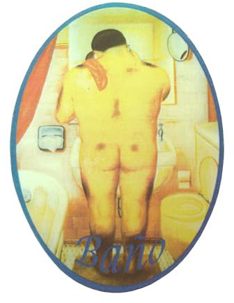 Desconocido Placa Madera Adhesiva Cartel Puerta Letrero Oval BAÑO Aseo HOSTELERIA Servicio WC Hombres Caballeros Gordo