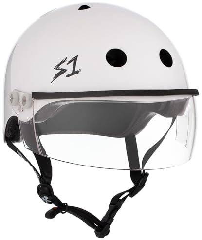 S1 Lifer Visor Helmet Gen 2 for Skateboarding, BMX, and Roller Skating - EPS Fusion Foam, CPSC & ASTM Certified - White Gloss w/Clear Visor Medium (21.5)