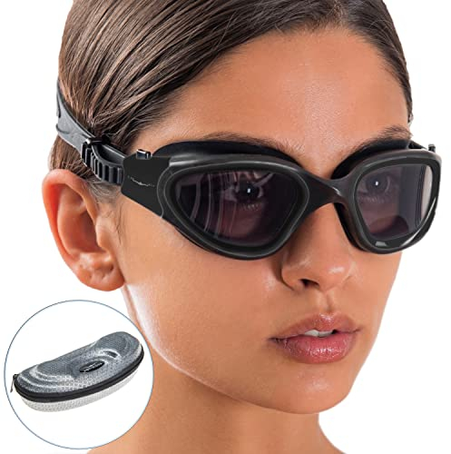 AqtivAqua Swimming Goggles Adult and Kids Goggles Kids 6-14 Men Women Swim Children Boys Girls DX-S (Black, Shade)