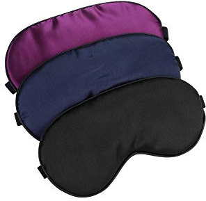 Hochoek Silk-Sleep-Mask Eye-Mask Eye-Cover Eyeshade - 100% Silk Soft Adjustable Strip(Black+Dark Blue+Purple)