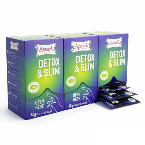 Apsara Detox e Slim Tea, set di 3 (60 bustine di tè), tisana dimagrante e stimola il metabolismo, ha un effetto digestivo