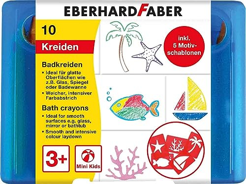 Eberhard Faber 524110 - Badkreide Set, 10 Badewannenstifte und 5 Schablonen, rückstandslos abwaschbar