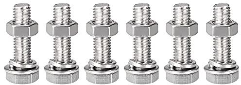 sourcing map M8 x 30mm Hex Head Screws Bolts, Nuts, Flat & Lock Washers Kits, 304 Stainless Steel Fully Thread Hexagon Bolts 6 Sets