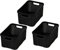 BranQ - Home essential Korb in Rattan Design 3er Set Grösse S 7l, BPA-frei Kunststoff PP, Schwarz, 28,5x19,5x12,9 cm, 3 Stk.