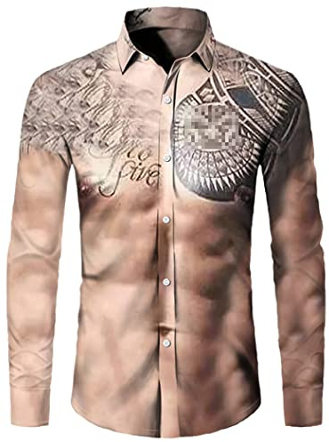 WEGUKRI La camisa fresca de los botones de la impresión del modelo 3D del músculo, los hombres imprimieron los tops largos de, Color 4, 3XL