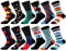 WeciBor Herren Gekämmte Baumwolle ohne Naht Business Socken, 12 Paar Mehrfarbig Geometrisch, 43-46