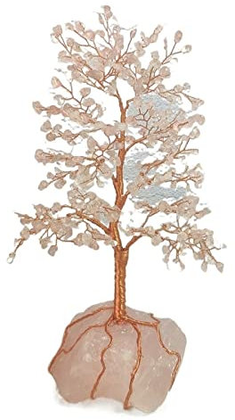 TOMYEUS Crystal Tree/Money Tree Natural Pink Crystal Rough Stone Fortune Tree Living Room Porch Opening Gift Light Luxury Peach Blossom Ornament Gem Tree