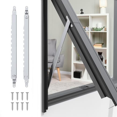 I-EASYDWW, Window Hinges, Window Stays, Window Braces, Window Stay Lock, Multi-Slots Telescopic Stay Rod for Top-Hung Window, SUS304, 1 Pair, 14 Inches