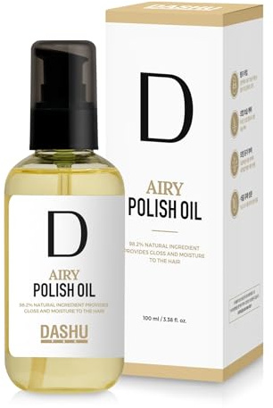 DASHU Pro Airy Polish Oil 3.38 fl oz | 98% Plant-Based Hair Oil for Frizzy Hair & Sleek Wet Look | Lightweight Hold & Glossy Finish Styling Oil for Men & Women | Hydrating & Soothing, Citrus Scent