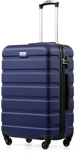 COOLIFE Koffer Groß für Aufgabegepäck, Geschäftsreise, 77cm XL, PC+ABS, Hartschale, Leicht Robuster, Rollkoffer mit 360° Spinner Räder, YKK Reißverschluss, TSA Zahlenschloss, Dunkelblau